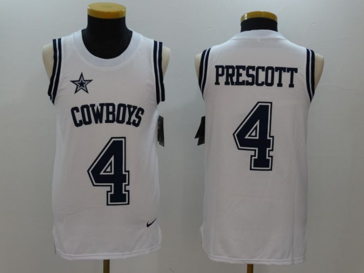 Men Dallas Cowboys 4 Dak Prescott White Rush Player Name Number Tank Top stitched NFL Jerseys